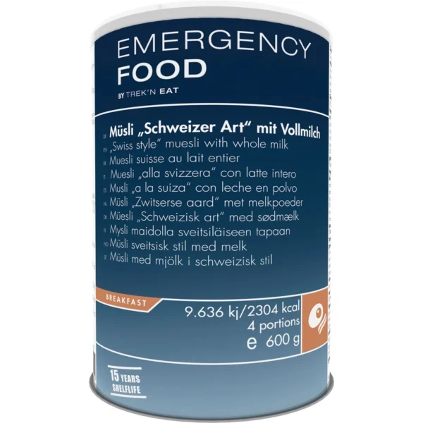 Emergency Food Swiss Muesli with Milk <h3 data-start="0" data-end="57"><strong data-start="4" data-end="57">Trek'n Eat Emergency Food: Swiss Muesli with Milk</strong></h3> <p data-start="59" data-end="519">De <strong data-start="62" data-end="99">Trek'n Eat Swiss Muesli with Milk</strong> is een <strong data-start="107" data-end="138">voedzaam en vullend ontbijt</strong>, ideaal voor <strong data-start="152" data-end="176">outdoor activiteiten</strong>, <strong data-start="178" data-end="195">noodsituaties</strong> of als een <strong data-start="207" data-end="231">gezond tussendoortje</strong>. Dit <strong data-start="237" data-end="259">ingeblikte product</strong> biedt <strong data-start="266" data-end="279">7 porties</strong>, perfect voor een <strong data-start="298" data-end="321">langdurige voorraad</strong>. De muesli is <strong data-start="336" data-end="363">gemakkelijk te bereiden</strong> met kokend water en biedt een smakelijke en gezonde start van de dag, of het nu in de <strong data-start="450" data-end="463">wildernis</strong> is of als een <strong data-start="478" data-end="498">back-up maaltijd</strong> in een noodsituatie.</p> <h3 data-start="521" data-end="539"><strong data-start="525" data-end="539">Kenmerken:</strong></h3> <ul data-start="540" data-end="1198"> <li data-start="540" data-end="627">✅ <strong data-start="544" data-end="558">Ingeblikt:</strong> Het product is <strong data-start="574" data-end="587">ingeblikt</strong> voor lange termijn bewaring en gemak.</li> <li data-start="628" data-end="779">✅ <strong data-start="632" data-end="657">15 jaar houdbaarheid:</strong> Dankzij de <strong data-start="669" data-end="702">vacuum- en stikstofverpakking</strong> blijft het <strong data-start="714" data-end="738">tot 15 jaar houdbaar</strong> zonder verlies van smaak of kwaliteit.</li> <li data-start="780" data-end="947">✅ <strong data-start="784" data-end="801">Hersluitbaar:</strong> Het blik heeft een <strong data-start="821" data-end="853">gemakkelijk te openen deksel</strong> en kan weer worden afgesloten met het meegeleverde <strong data-start="905" data-end="923">plastic deksel</strong> voor extra <strong data-start="935" data-end="944">gemak</strong>.</li> <li data-start="948" data-end="1076">✅ <strong data-start="952" data-end="978">Makkelijk te bereiden:</strong> Voeg <strong data-start="984" data-end="1000">600 ml water</strong> toe, roer goed door en laat het even staan voor een <strong data-start="1053" data-end="1073">voedzaam ontbijt</strong>.</li> <li data-start="1077" data-end="1198">✅ <strong data-start="1081" data-end="1104">7 porties per blik:</strong> Het blik bevat <strong data-start="1120" data-end="1133">7 porties</strong>, ideaal voor <strong data-start="1147" data-end="1170">individueel gebruik</strong> of voor <strong data-start="1179" data-end="1197">kleine groepen</strong>.</li> </ul> <p data-start="89" data-end="626"><strong>>> <a href="https://dedump.nl/wp-content/uploads/2025/02/TR633101.01_Factsheet-Swiss-style-muesli-V210216.pdf" target="_blank" rel="noopener" data-bind="click: $root.onAttachmentClicked"><span data-bind="text: $data.Name">Factsheet</span></a></strong></p>