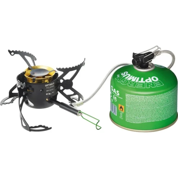 Polaris Optifuel Fuel Bottle 1L Black3 De <strong>Optimus Polaris Optifuel</strong> is dé keuze voor avonturiers die veelzijdigheid en betrouwbaarheid eisen. Deze hoogwaardige outdoorbrander is ontworpen om op vrijwel alle soorten brandstoffen te werken, waaronder gas, benzine, diesel en kerosine. Hierdoor ben je nooit afhankelijk van één type brandstof, ideaal voor reizen in afgelegen gebieden of extreme omstandigheden. De <strong>één-vlams brander</strong> is eenvoudig in gebruik en biedt een krachtige, efficiënte vlam waarmee je moeiteloos heerlijke maaltijden bereidt, ongeacht de weersomstandigheden. Dankzij het <strong>geavanceerde ontwerp</strong> hoef je bij gebruik van gasblikjes geen sproeier te wisselen, wat het gemak en de snelheid verhoogt.