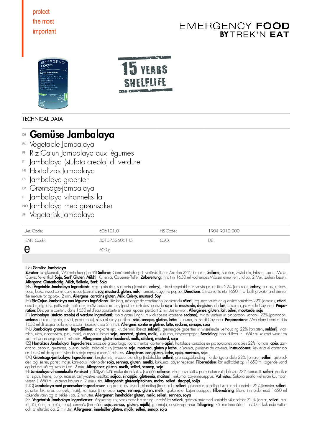 TR606101.01 Factsheet Vegetable Jambalaya V210216 pdf <h3 data-start="0" data-end="124"><strong data-start="4" data-end="124">Trek’n Eat Emergency Food Vegetable Jambalaya – Lang houdbare en smaakvolle vegetarische maaltijd voor noodsituaties</strong></h3> <p data-start="126" data-end="434">De <strong data-start="129" data-end="178">Trek’n Eat Emergency Food Vegetable Jambalaya</strong> is een heerlijke en voedzame <strong data-start="208" data-end="233">vegetarische maaltijd</strong>, perfect voor <strong data-start="248" data-end="312">noodsituaties, outdoor avonturen en langdurige voedselopslag</strong>. Deze maaltijd is <strong data-start="331" data-end="369">onder vacuüm en stikstof ingeblikt</strong>, wat zorgt voor een <strong data-start="390" data-end="433">uitzonderlijke houdbaarheid van 15 jaar</strong>.</p> <p data-start="436" data-end="664">Met <strong data-start="440" data-end="462">6 porties per blik</strong> en een eenvoudige bereiding – voeg <strong data-start="498" data-end="514">kokend water</strong> toe en laat het even staan – is deze <strong data-start="552" data-end="575">Vegetable Jambalaya</strong> een smakelijke en gemakkelijke maaltijd voor <strong data-start="621" data-end="663">preppers, survivalisten en avonturiers</strong>.</p> <p data-start="89" data-end="626"><strong>>> <a href="https://dedump.nl/wp-content/uploads/2025/02/TR606101.01_Factsheet-Vegetable-Jambalaya-V210216.pdf" target="_blank" rel="noopener" data-bind="click: $root.onAttachmentClicked"><span data-bind="text: $data.Name">Factsheet</span></a></strong></p>
