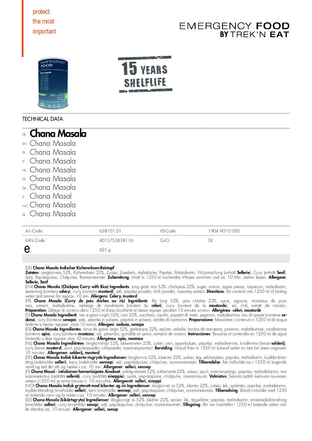 TR638101.01 Factsheet Chana Masala V210216 pdf <h3 data-start="0" data-end="114"><strong data-start="4" data-end="114">Trek’n Eat Emergency Food Chana Masala (Chickpeas) – Lang houdbare en voedzame maaltijd voor noodsituaties</strong></h3> <p data-start="116" data-end="454">De <strong data-start="119" data-end="161">Trek’n Eat Emergency Food Chana Masala</strong> is een heerlijke en voedzame <strong data-start="191" data-end="216">vegetarische maaltijd</strong> op basis van <strong data-start="230" data-end="246">kikkererwten</strong> (chana), ideaal voor <strong data-start="268" data-end="332">noodsituaties, outdoor avonturen en langdurige voedselopslag</strong>. Deze maaltijd is <strong data-start="351" data-end="389">onder vacuüm en stikstof ingeblikt</strong>, wat zorgt voor een <strong data-start="410" data-end="453">uitzonderlijke houdbaarheid van 15 jaar</strong>.</p> <p data-start="456" data-end="666">Met <strong data-start="460" data-end="482">5 porties per blik</strong> en een eenvoudige bereiding – voeg kokend water toe en laat het even staan – is <strong data-start="563" data-end="579">Chana Masala</strong> een smaakvolle, plantaardige maaltijd voor <strong data-start="623" data-end="665">preppers, survivalisten en avonturiers</strong>.</p> <p data-start="89" data-end="626"><strong>>> <a href="https://dedump.nl/wp-content/uploads/2025/02/TR638101.01_Factsheet-Chana-Masala-V210216.pdf" target="_blank" rel="noopener" data-bind="click: $root.onAttachmentClicked"><span data-bind="text: $data.Name">Factsheet</span></a></strong></p>