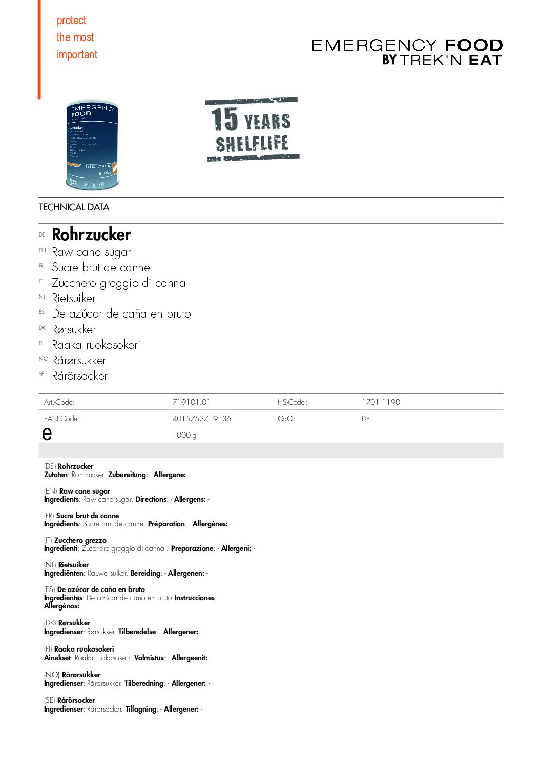 TR719101.01 Factsheet Raw cane sugar V210216 pdf <h3 data-start="0" data-end="53"><strong data-start="4" data-end="51">Trek'n Eat Emergency Food: Rauwe Rietsuiker</strong></h3> <p data-start="55" data-end="452">De <strong data-start="58" data-end="89">Trek'n Eat Rauwe Rietsuiker</strong> is een <strong data-start="97" data-end="119">onmisbare zoetstof</strong> voor noodrantsoenen, outdoor avonturen en lange-termijn voedselopslag. Deze <strong data-start="196" data-end="239">100% pure en ongeraffineerde rietsuiker</strong> is <strong data-start="243" data-end="274">ingeblikt en vacuüm verpakt</strong>, waardoor het tot <strong data-start="293" data-end="313">15 jaar houdbaar</strong> blijft. Ideaal voor <strong data-start="334" data-end="383">preppers, kampeerders en survival liefhebbers</strong> die een <strong data-start="392" data-end="416">duurzame energiebron</strong> nodig hebben in hun noodvoorraad.</p> <h3 data-start="454" data-end="474"><strong data-start="458" data-end="472">Kenmerken:</strong></h3> <ul data-start="475" data-end="994"> <li data-start="475" data-end="579">✅ <strong data-start="479" data-end="515">Ingeblikt voor langdurige opslag</strong>: Perfect voor <strong data-start="530" data-end="576">noodsituaties, prepping en outdoor gebruik</strong>.</li> <li data-start="580" data-end="689">✅ <strong data-start="584" data-end="608">15 jaar houdbaarheid</strong>: Dankzij de <strong data-start="621" data-end="654">vacuüm- en stikstofverpakking</strong> blijft de suiker langdurig vers.</li> <li data-start="690" data-end="803">✅ <strong data-start="694" data-end="715">Hersluitbaar blik</strong>: Voorzien van een <strong data-start="734" data-end="766">gemakkelijk te openen deksel</strong> en een <strong data-start="774" data-end="800">plastic hersluitdeksel</strong>.</li> <li data-start="804" data-end="896">✅ <strong data-start="808" data-end="839">100% puur en ongeraffineerd</strong>: Behoudt zijn <strong data-start="854" data-end="893">natuurlijke smaak en voedingswaarde</strong>.</li> <li data-start="897" data-end="994">✅ <strong data-start="901" data-end="926">Veelzijdig in gebruik</strong>: Geschikt voor <strong data-start="942" data-end="991">koken, bakken, warme dranken en energieboosts</strong>.</li> </ul> <p data-start="89" data-end="626"><strong>>> <a href="https://dedump.nl/wp-content/uploads/2025/02/TR719101.01_Factsheet-Raw-cane-sugar-V210216.pdf" target="_blank" rel="noopener" data-bind="click: $root.onAttachmentClicked"><span data-bind="text: $data.Name">Factsheet</span></a></strong></p>