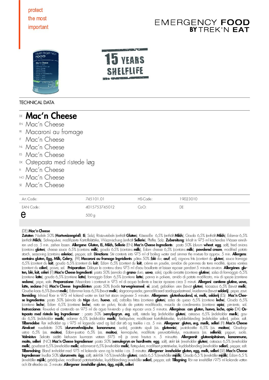 TR745101.01 Factsheet Mac n Cheese V221202 pdf <h3 data-start="0" data-end="90"><strong data-start="4" data-end="88">Trek’n Eat Emergency Food Mac & Cheese – Lang houdbare, romige macaroni met kaas</strong></h3> <p data-start="92" data-end="357">De <strong data-start="95" data-end="137">Trek’n Eat Emergency Food Mac & Cheese</strong> is de perfecte maaltijd voor noodsituaties, outdoor avonturen en prepping. Dit <strong data-start="217" data-end="233">vegetarische</strong> gerecht combineert macaroni met een romige kaassaus, verpakt in een luchtdicht blik met een <strong data-start="326" data-end="354">houdbaarheid van 15 jaar</strong>.</p> <p data-start="359" data-end="553">Of je nu een noodvoorraad aanlegt of een voedzame, snelle maaltijd wilt tijdens een kampeertrip, deze Mac & Cheese biedt <strong data-start="480" data-end="509">maximale energie en smaak</strong>, zonder concessies te doen aan kwaliteit.</p> <p data-start="89" data-end="626"><strong>>> <a href="https://dedump.nl/wp-content/uploads/2025/02/TR745101.01_Factsheet-Mac-n-Cheese-V221202.pdf" target="_blank" rel="noopener" data-bind="click: $root.onAttachmentClicked"><span data-bind="text: $data.Name">Factsheet Mac n Cheese V221202</span></a></strong></p>