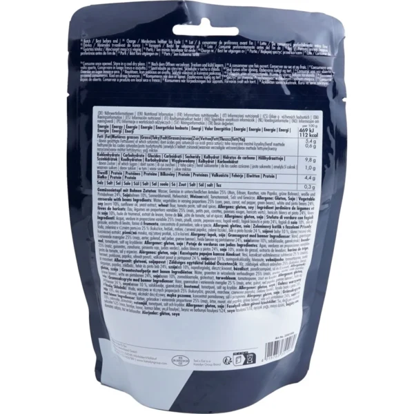 Beans and Vegetables Medley RTE2 <h3 data-start="0" data-end="52"><strong data-start="4" data-end="52">Beans and Vegetables Medley-RTE | Trek'n Eat</strong></h3> <p data-start="54" data-end="568"><strong data-start="54" data-end="71">Beschrijving:</strong> De <strong data-start="75" data-end="110">Beans and Vegetables Medley-RTE</strong> van <strong data-start="115" data-end="129">Trek'n Eat</strong> biedt een heerlijke en voedzame maaltijd die perfect is voor onderweg. Deze kant-en-klare maaltijd is ideaal voor outdoor avonturiers, kampeerders en iedereen die onderweg snel en gemakkelijk een maaltijd wil genieten. Je kunt het koud eten of eenvoudig opwarmen in heet water voor een warme maaltijd. Het is een smakelijke en makkelijke oplossing voor als je op avontuur bent of gewoon geen zin hebt om tijd in de keuken door te brengen.</p> <p data-start="89" data-end="626"><strong>>> <a href="https://dedump.nl/wp-content/uploads/2025/03/TR35001006_Factsheet-Vegetable-casserole-with-beans-V230721.pdf" target="_blank" rel="noopener" data-bind="click: $root.onAttachmentClicked"><span data-bind="text: $data.Name">Factsheet</span></a></strong></p>