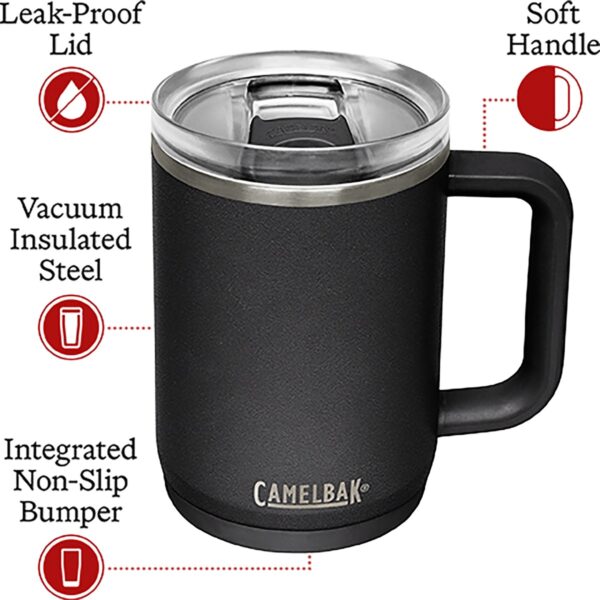 Thrive Mug Vacuum 05 L Black 5 De Thrive™ Mug is de toekomst van drinkgerei. Omarm de opwinding zonder te morsen met het 100% lekvrije ontwerp. De zachte handgreep en de bekerhoudercompatibiliteit bewijzen dat je geen compromis hoeft te sluiten tussen kwaliteit en gemak.