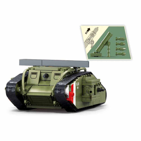413361 99 03 <p>De Sluban Army aanvallende tank WWII - Mark Vs M38-B1296 is een indrukwekkende bouwset die bestaat uit 516 blokjes en 5 minifiguren. Dit model, geschikt voor kinderen vanaf 6 jaar, biedt een gemiddelde moeilijkheidsgraad en is perfect voor zowel beginnende als ervaren bouwers. Sluban is compatibel met andere grote bouwsteenmerken, waardoor je eindeloze mogelijkheden hebt om je creaties uit te breiden. Met afmetingen van 42,5 x 33 x 6,7 cm is deze set een must-have voor elke liefhebber van militaire bouwsets.</p>
