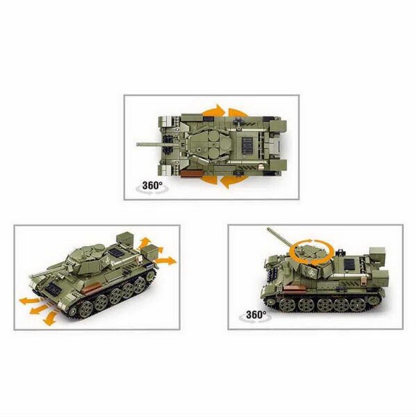 413365 99 04 Bouw je eigen Sluban Army RC gevechts tank T34/76 M38-B7072 met deze uitdagende set van 837 blokjes. Geschikt voor kinderen vanaf 8 jaar, biedt deze set een gemiddelde moeilijkheidsgraad en is volledig compatibel met andere populaire bouwsteenmerken. Met afmetingen van 42,5 x 38 x 12,4 cm is dit de perfecte toevoeging voor elke jonge militaire bouwer. Laat je creativiteit de vrije loop en beleef urenlang speelplezier met deze indrukwekkende tank!