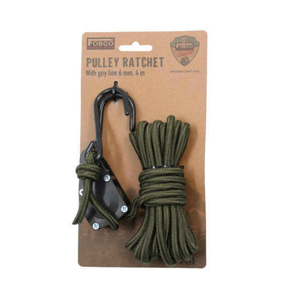 319487 11 03 1 De Touwratel met S-haken van 4 meter en 6 mm dikte is de perfecte spanhulp voor al uw outdoor avonturen. Hiermee kunt u touwen eenvoudig vastzetten en opspannen, ideaal voor tenten, tarps en andere kampeerconstructies. Dankzij het gebruiksvriendelijke ontwerp zijn knopen overbodig en kunt u met één hand de spanning snel aanpassen. Herbruikbaar en praktisch, maakt deze touwratel uw kampeerervaring een stuk eenvoudiger.