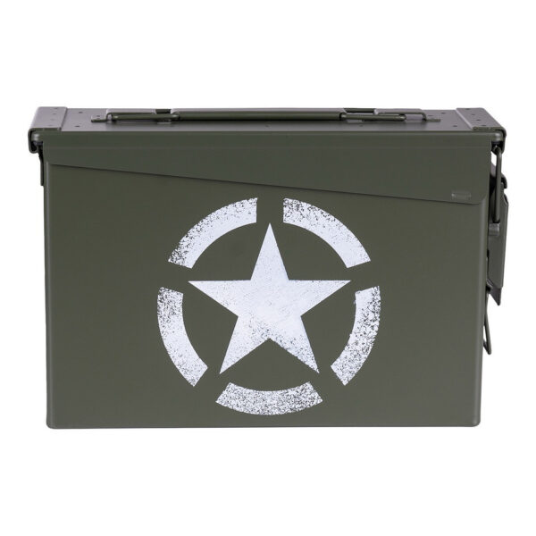 465314 11 02 <p>De Munitiekist 30 Cal. - US Army star is een veelzijdige en duurzame opbergoplossing met een iconisch militair ontwerp. Gemaakt van robuust staal, biedt deze kist optimale bescherming voor uw airsoft materiaal, munitie, hengelsportartikelen en meer. Met zware handgrepen en een stapelbaar ontwerp is deze kist perfect voor zowel thuisgebruik als outdoor avonturen. De US Army Star, een symbool van kracht en traditie, maakt deze kist niet alleen functioneel, maar ook een opvallende toevoeging aan uw uitrusting.</p>