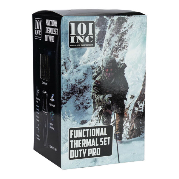 114271 99 09 De 101 INC Functionele thermoset Duty Pro is de ideale thermische basislaagset voor intensieve buitenactiviteiten en veeleisende werkomstandigheden. Met een technische mix van 62% polyester, 31% nylon en 7% spandex biedt deze set betrouwbare warmte, uitstekende vochtafvoerende eigenschappen en een sneldrogend vermogen. De zachte binnenkant houdt de warmte vast, terwijl de flexibele pasvorm optimale bewegingsvrijheid garandeert. Perfect voor koude omstandigheden, trainingen en avontuurlijke buitenactiviteiten.
