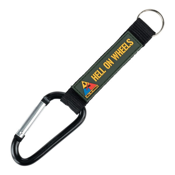 259142 13003 99 01 <p>De Karabijnhaak / sleutelhanger Hell on Wheels #151 is een praktische en stijlvolle oplossing om je sleutelbos veilig en binnen handbereik te houden. Met een totale lengte van 18 cm en een stevige karabijnhaak van 8 x 4 cm, kun je deze sleutelhanger eenvoudig bevestigen aan je tas of broek. Zo raak je je sleutels nooit meer kwijt en heb je ze altijd snel bij de hand. Ideaal voor outdoor activiteiten en dagelijks gebruik.</p>