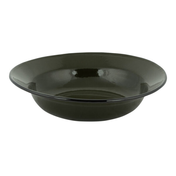311028 11 01 Ontdek het diep emaille bord in stijlvolle groene kleur, gemaakt van hoogwaardig geëmailleerd staal met een donker randje. Met een diameter van 24 cm is dit bord zowel hittebestendig als slijtvast, perfect voor outdoor gebruik en dagelijks gebruik. Hoewel het geschikt is voor de afwasmachine, blijft het bord het mooist wanneer het met de hand wordt afgewassen. Voeg een vleugje functionaliteit en stijl toe aan uw tafel met dit duurzame emaille bord.