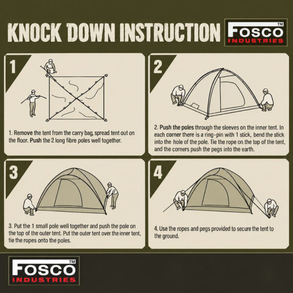 319525 11 319525 11 04 <p>De Fosco Scout tent is een compacte 2-laags koepeltent voor maximaal 2 personen, ideaal voor kamperen en outdooractiviteiten. Gemaakt van waterdicht 190T polyester met getapete naden en een stevig PE-grondzeil, biedt deze tent uitstekende bescherming tegen de elementen. Met een deur voorzien van een mesh raam voor ventilatie en compleet geleverd met fiberglas tentstokken, tentharingen en scheerlijnen, is deze tent eenvoudig op te zetten en perfect voor avontuurlijke reizigers.</p>