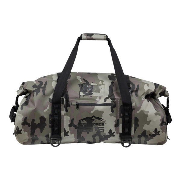 359597 51 02 <p>De TF-2215 Waterproof Deployment Duffelbag Camo 90L is een robuuste en waterdichte tas, perfect voor uitdagende outdoor activiteiten. Met een ruime inhoud van 90 liter en een stevig sluitsysteem blijven je spullen droog tijdens motorrijden, kajakken of kamperen. Voorzien van handige bevestigingsriemen, een verstevigd handvat en een comfortabele schouderdraagband, is deze duffelbag ideaal voor avontuurlijke expedities en weekendtrips.</p>