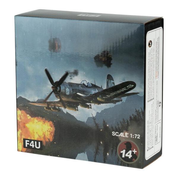 412711 99 04 <p>Ontdek het gedetailleerde Die-cast Model van de F4U Corsair in schaal 1:72. Dit iconische gevechtsvliegtuig, beroemd om zijn unieke omgekeerde vleugels en belangrijke rol in de Stille Oceaan tijdens de Tweede Wereldoorlog, staat stevig op een standaard. Een must-have voor verzamelaars en liefhebbers van militaire luchtvaart, vervaardigd met een metalen basis en plastic onderdelen voor een authentieke uitstraling.</p>