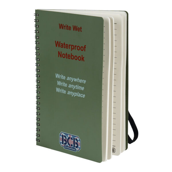 419234 99 01 <p>Het BCB Waterproof notitieblok CD457 is de perfecte metgezel voor avonturiers die altijd hun gedachten en ideeën willen vastleggen, ongeacht de weersomstandigheden. Dit waterafstotende notitieboek is gemaakt van milieuvriendelijk synthetisch papier en biedt een spiraalbinding voor eenvoudig gebruik. Het wordt geleverd met een potlood en bevat handige meetinstrumenten, zoals een inch- en centimeterliniaal. Met een elastische band om het notitieboek veilig gesloten te houden en een binnenband voor uw schrijfaccessoires, is dit notitieblok ideaal voor elke outdoor ervaring.</p>