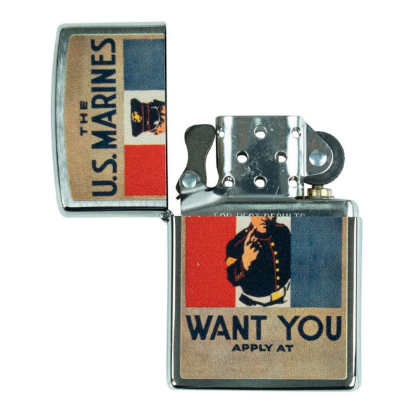421346 99 03 <p>De Limited Edition Zippo Lighter 'US Marines Want You' is een eerbetoon aan militaire historie en patriottische trots. Met zijn iconische ontwerp en windbestendige functionaliteit, biedt deze aansteker niet alleen stijl maar ook duurzaamheid. Gemaakt van hoogwaardig metaal en geleverd in een geschenkdoos, is deze hervulbare aansteker perfect voor elke gelegenheid. Ondersteund door de Zippo garantie, garandeert hij een leven lang gebruik met de juiste brandstof. Een must-have voor verzamelaars en liefhebbers van vintage Americana.</p>