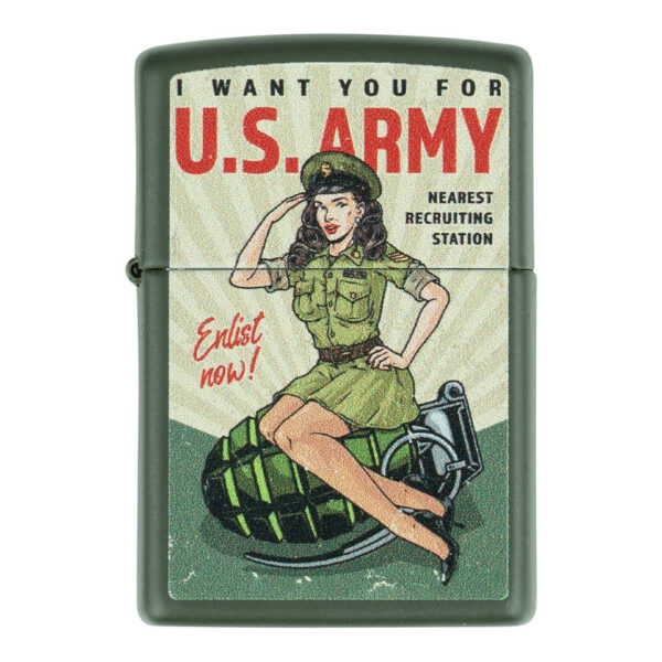421380 99 01 <p>Ontdek de Limited Edition Zippo U.S. Army Enlist Pin-Up aansteker, geïnspireerd op klassieke Amerikaanse wervingsposters. Deze windbestendige Zippo combineert militaire trots met vintage glamour en is perfect voor elke gelegenheid. Gemaakt van duurzaam metaal, biedt deze hervulbare aansteker een levenslange garantie. De U.S. Army Enlist Pin-Up staat symbool voor charme en moraal, en wordt geleverd in een stijlvolle geschenkdoos. Vergeet niet de premium Zippo aanstekerbenzine voor optimaal gebruik.</p>