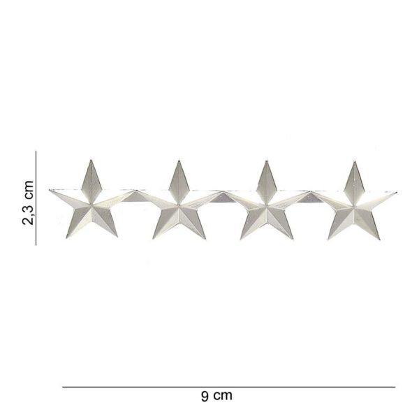 441008 1141 75 01 Het Embleem metaal Generaal 4 sterren #6098 is een fraai en opvallend accessoire voor militaire en outdoor liefhebbers. Dit hoogwaardige metalen embleem is voorzien van een gedetailleerde afbeelding en tekst, waardoor het perfect is voor op kleding, tassen of andere uitrusting. Verkrijgbaar in diverse kleuren, voegt dit embleem een stijlvolle en professionele touch toe aan elke outfit. Een must-have voor iedereen die zijn of haar militaire trots wil tonen.