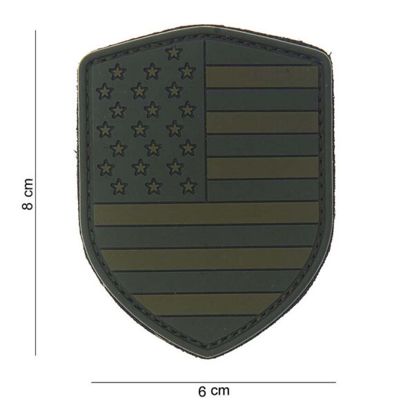 444130 3789 99 01 <p>Het Embleem 3D PVC schild USA groen #10013 is een stevig en opvallend accessoire voor elke militaire of outdoor uitrusting. Gemaakt van duurzaam PVC, is dit embleem voorzien van klittenband aan de achterzijde, waardoor het eenvoudig te bevestigen is op jassen, tassen of andere uitrusting. Dit embleem voegt niet alleen een stoere uitstraling toe, maar is ook perfect voor het personaliseren van je gear. Een must-have voor liefhebbers van de Amerikaanse stijl en outdooractiviteiten.</p>