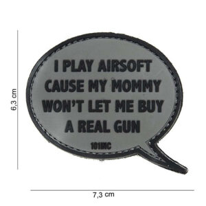 Embleem 3D PVC I play airsoft grijs #14031