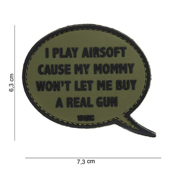 444130 3878 99 01 <p>Het 3D PVC embleem 'I play airsoft' in de kleur groen is een must-have voor elke airsoftliefhebber. Dit hoogwaardige embleem is voorzien van een sterke klittenband achterkant, waardoor het eenvoudig op verschillende uitrustingen kan worden bevestigd. Met zijn opvallende design en duurzame materialen voegt dit embleem een unieke touch toe aan je gear. Perfect voor zowel spelers als verzamelaars, dit embleem is een geweldige manier om je passie voor airsoft te tonen.</p>