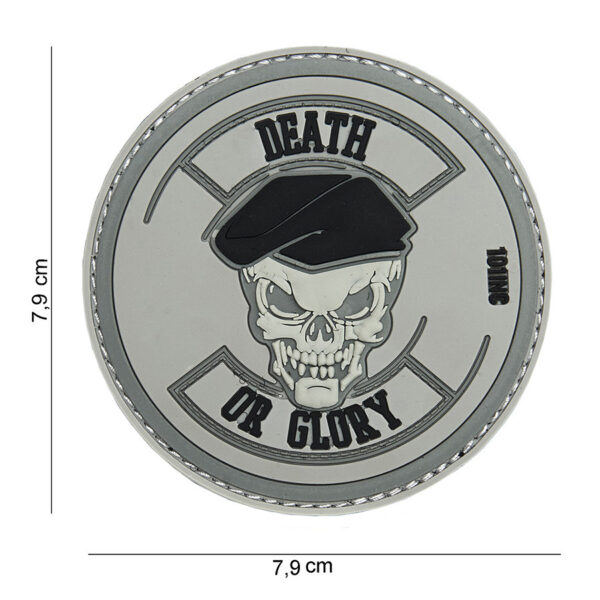 444130 3889 99 01 <p>Voeg een stoere touch toe aan je uitrusting met het 3D PVC Embleem 'Death or Glory' in grijs (#14038). Dit hoogwaardige embleem is vervaardigd uit duurzaam PVC en is voorzien van een handige klittenband aan de achterzijde, waardoor het eenvoudig op diverse materialen te bevestigen is. Perfect voor militaire en outdoor liefhebbers die willen opvallen met een krachtig statement. Met dit embleem geef je je outfit of gear een unieke uitstraling.</p>