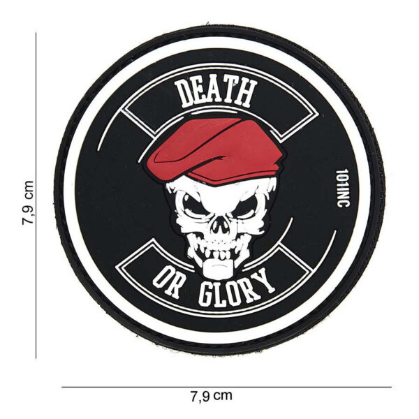 444130 3893 99 01 <p>Het 3D PVC embleem 'Death or Glory' in zwart is een opvallende toevoeging aan uw uitrusting. Dit hoogwaardige embleem is vervaardigd uit duurzaam PVC en beschikt over een klittenband aan de achterzijde, waardoor het eenvoudig te bevestigen is op kleding, rugzakken of andere accessoires. Perfect voor de outdoor-enthousiastelingen en militaire fans die hun stijl een unieke touch willen geven. Laat zien waar je voor staat met dit stoere embleem.</p>