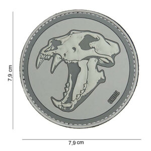 Embleem 3D PVC Sabertooth tiger licht grijs #14028