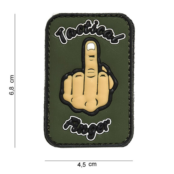 444130 3968 99 01 <p>Voeg een stoere uitstraling toe aan je uitrusting met het 3D PVC Tactical finger embleem in groen (#11155). Dit hoogwaardige embleem is voorzien van een stevige klittenband aan de achterzijde, waardoor je het eenvoudig kunt bevestigen op kleding, tassen of andere uitrusting. Perfect voor militaire en outdoor liefhebbers die op zoek zijn naar een functionele en stijlvolle toevoeging aan hun gear. Maak je outfit compleet met dit unieke embleem!</p>