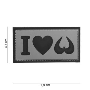 Embleem 3D PVC I love boobies grijs #16081