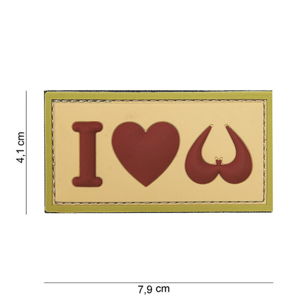 444130 3978 99 01 <p>Voeg een vleugje persoonlijkheid toe aan je uitrusting met het 3D PVC embleem 'I love boobies' in beige (#16079). Dit unieke embleem is vervaardigd van duurzaam PVC en voorzien van klittenband aan de achterzijde, waardoor het eenvoudig op verschillende stoffen en materialen te bevestigen is. Perfect voor op je backpack, jas of pet, dit embleem is een echte eyecatcher voor iedereen die houdt van humor en stijl. Maak je outfit compleet met dit opvallende accessoire!</p>