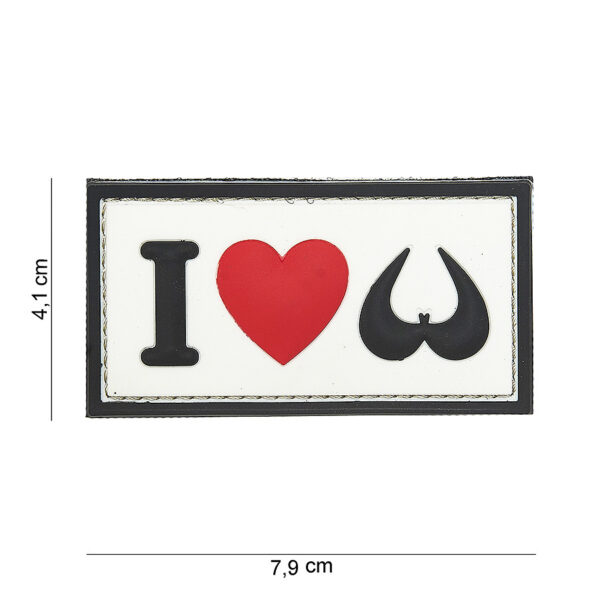 444130 3979 99 01 <p>Dit unieke 3D PVC embleem 'I love boobies' in een stralend witte kleur is perfect voor het personaliseren van je uitrusting. Met een stevige klittenband aan de achterzijde is het eenvoudig aan te brengen en te verwijderen. Dit embleem is ideaal voor de echte liefhebber van unieke accessoires en voegt een speelse touch toe aan je militaire of outdoor gear. Maak je outfit compleet met dit opvallende en humoristische embleem!</p>