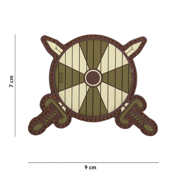 444130 5040 99 01 <p>Voeg een krachtige touch toe aan je outfit met het 3D PVC Viking schild embleem met twee zwaarden in een opvallende groene kleur. Dit hoogwaardige embleem is voorzien van klittenband aan de achterzijde, waardoor het eenvoudig op verschillende materialen te bevestigen is. Perfect voor militaire en outdoor liefhebbers die hun gear willen personaliseren en een stoere uitstraling willen creëren. Een must-have accessoire voor elke Viking fan!</p>