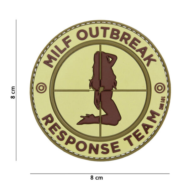 444130 5060 99 01 <p>Ontdek het unieke 3D PVC embleem Milf Outbreak in de kleur coyote (#18007). Dit hoogwaardige embleem is voorzien van een stevige klittenband aan de achterzijde, waardoor het eenvoudig te bevestigen is op uw kleding of uitrusting. Perfect voor militaire en outdoor liefhebbers die een persoonlijk tintje aan hun gear willen geven. Dit embleem is een must-have voor elke collectie!</p>