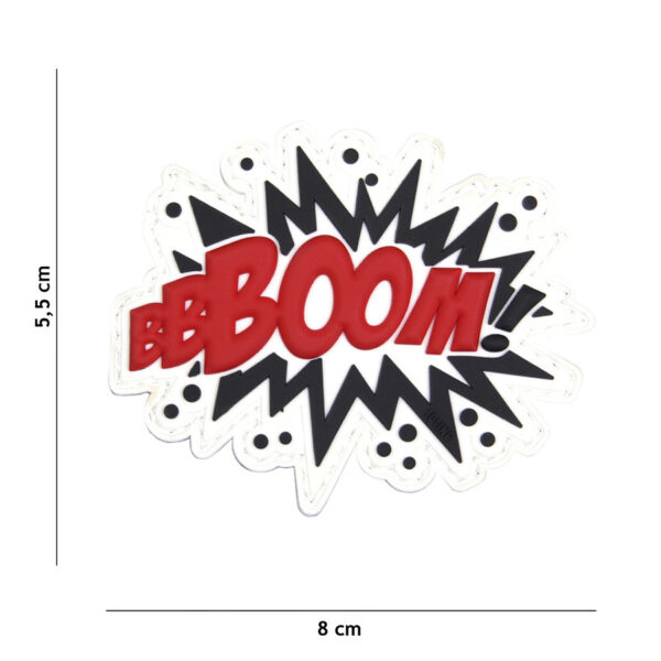 444130 5086 99 01 <p>Geef je outfit een stoere uitstraling met het Embleem 3D PVC BOOM! in het opvallende rood (#18029). Dit hoogwaardige embleem is vervaardigd uit duurzaam PVC en voorzien van klittenband aan de achterzijde, waardoor het eenvoudig te bevestigen is op jassen, tassen of andere uitrusting. Perfect voor militaire en outdoor liefhebbers die willen opvallen en hun persoonlijke stijl willen accentueren.</p>