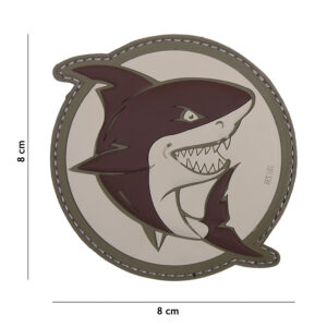Embleem 3D PVC aanvallende haai bruin #18001