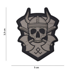 Embleem 3D PVC Viking met bijl grijs #16052