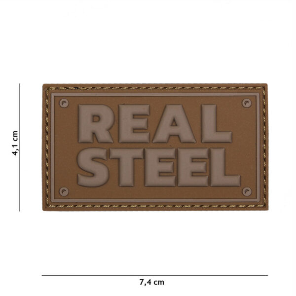 444130 5254 99 01 <p>Ontdek het Embleem 3D PVC Real Steel in de kleur coyote (#17007), een robuust en stijlvol accessoire voor elke militaire en outdoor outfit. Dit hoogwaardige embleem is voorzien van een klittenbandsysteem aan de achterzijde, zodat je het eenvoudig kunt bevestigen op jassen, rugzakken of petten. Geef jouw gear een unieke uitstraling met dit duurzame en veelzijdige embleem, ideaal voor zowel recreatief gebruik als voor de echte avonturier.</p>