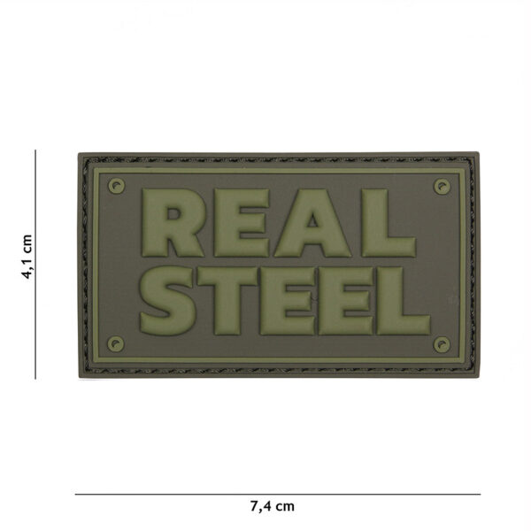 444130 5255 99 01 <p>Ontdek het Embleem 3D PVC Real Steel in groen (#16047), een hoogwaardige toevoeging aan uw militaire en outdoor uitrusting. Dit duurzame embleem is vervaardigd van stevig PVC en is voorzien van een praktische klittenbandsluiting aan de achterzijde, waardoor het eenvoudig te bevestigen is op uw uitrusting of kleding. Geef uw gear een unieke uitstraling met dit opvallende embleem dat perfect is voor elke outdoor- of tactische activiteit.</p>