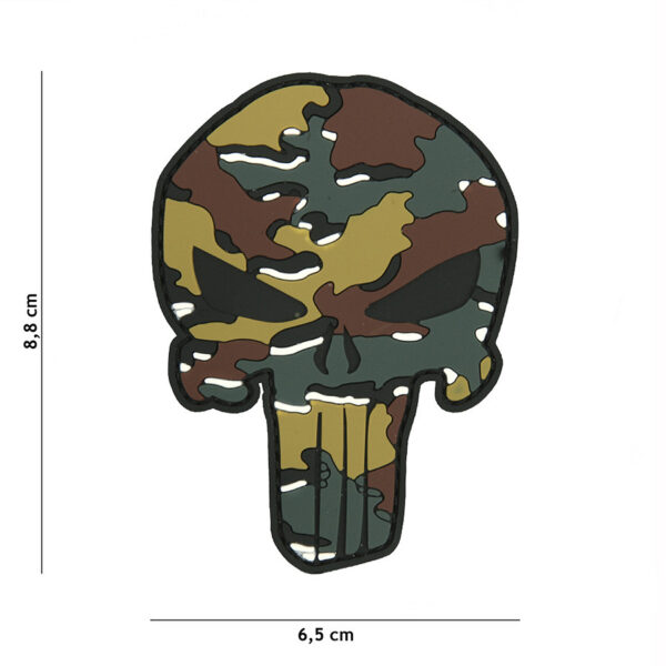 444130 5290 99 01 <p>Ontdek het opvallende Embleem 3D PVC Punisher in Belgisch camo (#9058), perfect voor het personaliseren van je militaire en outdoor uitrusting. Dit hoogwaardige embleem is vervaardigd uit duurzaam PVC en beschikt over een handige klittenband aan de achterzijde, waardoor je het eenvoudig kunt bevestigen op jassen, rugzakken of andere gear. Voeg een stoere uitstraling toe aan je outfit met dit unieke embleem.</p>
