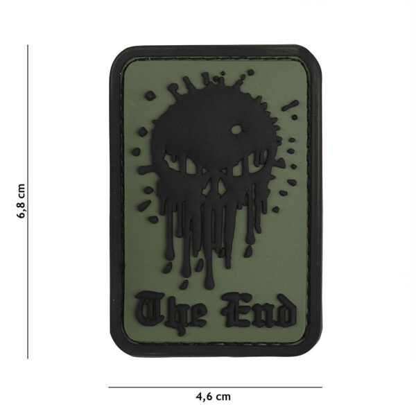 444130 5311 99 01 <p>Dit unieke 3D PVC embleem met een opvallend skull-design, genaamd 'The End', is perfect voor elke outdoor- of militaire uitrusting. Het embleem is voorzien van een stevige klittenband aan de achterzijde, waardoor het eenvoudig op verschillende oppervlakken te bevestigen is. Met zijn stijlvolle groene kleur voegt het niet alleen karakter toe aan je uitrusting, maar is het ook een must-have voor verzamelaars en liefhebbers van tactische accessoires. Maak je outfit compleet met dit opvallende embleem!</p>