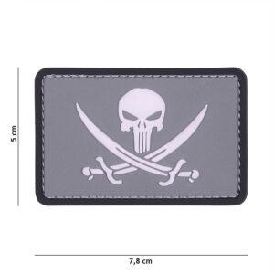 Embleem 3D PVC Punisher pirate grijs/wit #11123