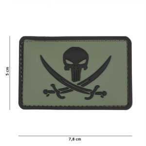 Embleem 3D PVC Punisher pirate groen #9045