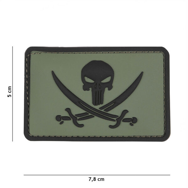 444130 5317 99 01 <p>Voeg een stoere touch toe aan je uitrusting met het 3D PVC Embleem Punisher Pirate in groen (#9045). Dit hoogwaardige embleem is voorzien van klittenband aan de achterzijde, waardoor je het eenvoudig kunt bevestigen op kleding, tassen of andere uitrusting. Perfect voor de avontuurlijke geest die houdt van een unieke uitstraling. Dit embleem is een must-have voor elke militaire en outdoor liefhebber.</p>