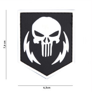 Embleem 3D PVC Punisher thunder strokes wit #12071