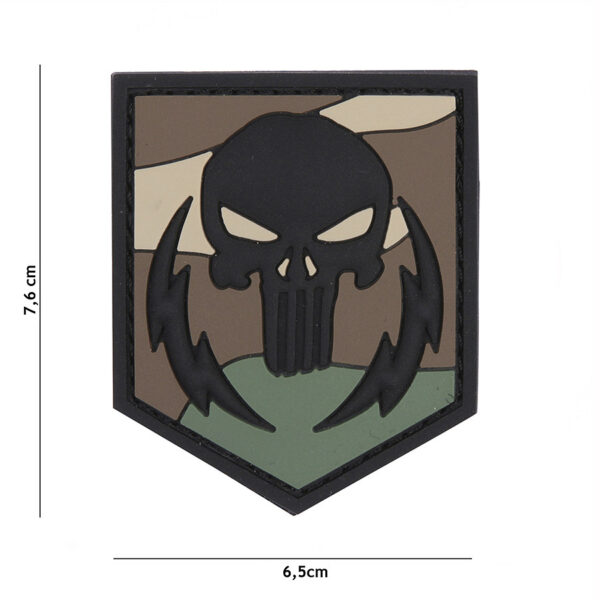 444130 5323 99 01 <p>Ontdek het Embleem 3D PVC Punisher thunder strokes woodland #9023, een robuust en opvallend embleem dat perfect is voor je militaire of outdoor uitrusting. Dit hoogwaardige embleem is vervaardigd uit duurzaam PVC en is voorzien van een handige klittenband aan de achterzijde, waardoor je het eenvoudig kunt bevestigen op kleding, tassen of andere uitrusting. Voeg een stoere uitstraling toe aan je gear met dit unieke ontwerp, dat zowel functioneel als stijlvol is.</p>