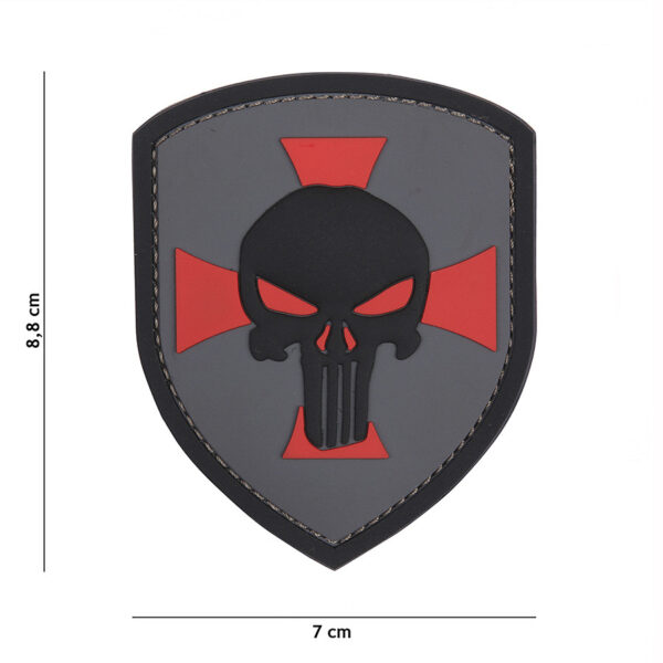 444130 5327 99 01 <p>Voeg een stoer element toe aan je uitrusting met het 3D PVC Embleem Punisher kruis in grijs (#11133). Dit hoogwaardige embleem is voorzien van een stevige klittenband aan de achterzijde, waardoor je het eenvoudig kunt bevestigen op kleding of uitrusting. Perfect voor militairen, outdoorliefhebbers of als unieke toevoeging aan je verzameling. Durf op te vallen en laat zien wie je bent met dit opvallende embleem.</p>