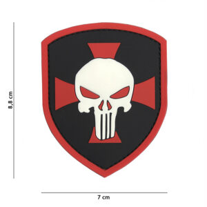 Embleem 3D PVC Schild Punisher kruis rood #11134