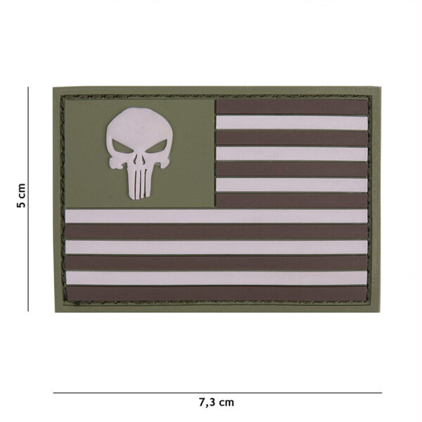 444130 5338 99 01 <p>Dit hoogwaardige 3D PVC embleem met de iconische Punisher en de USA vlag in een subdued uitvoering is perfect voor elke militaire of outdoor uitrusting. Met de praktische klittenband achterzijde is het eenvoudig te bevestigen op kleding, tassen of uitrusting. Dit embleem voegt niet alleen een stoere uitstraling toe, maar versterkt ook je persoonlijke stijl en identiteit. Een must-have voor elke liefhebber van tactische gear.</p>