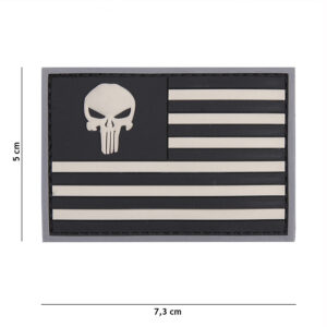 Embleem 3D PVC Punisher USA vlag grijs/zwart #9083